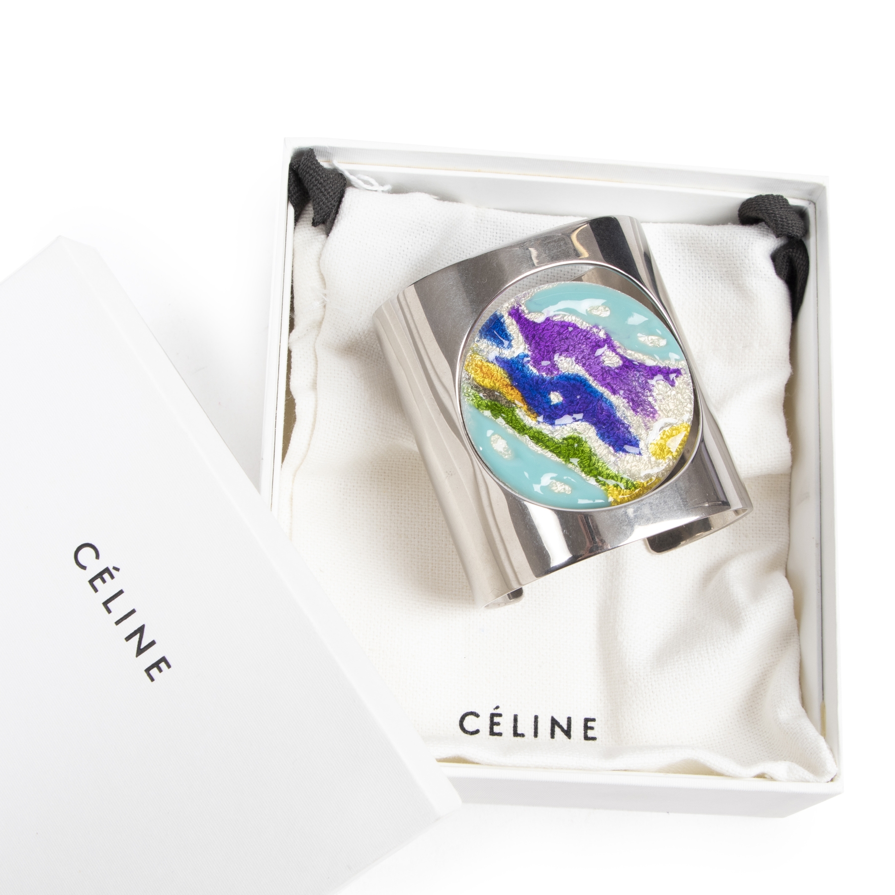 Céline Silver With Multicolor Touch Cuff Bracelet