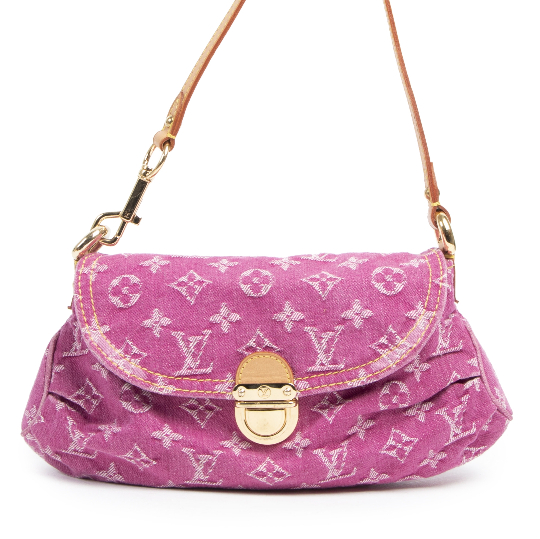Louis+Vuitton+Pleaty+Shoulder+Bag+Mini+Pink+Denim for sale online
