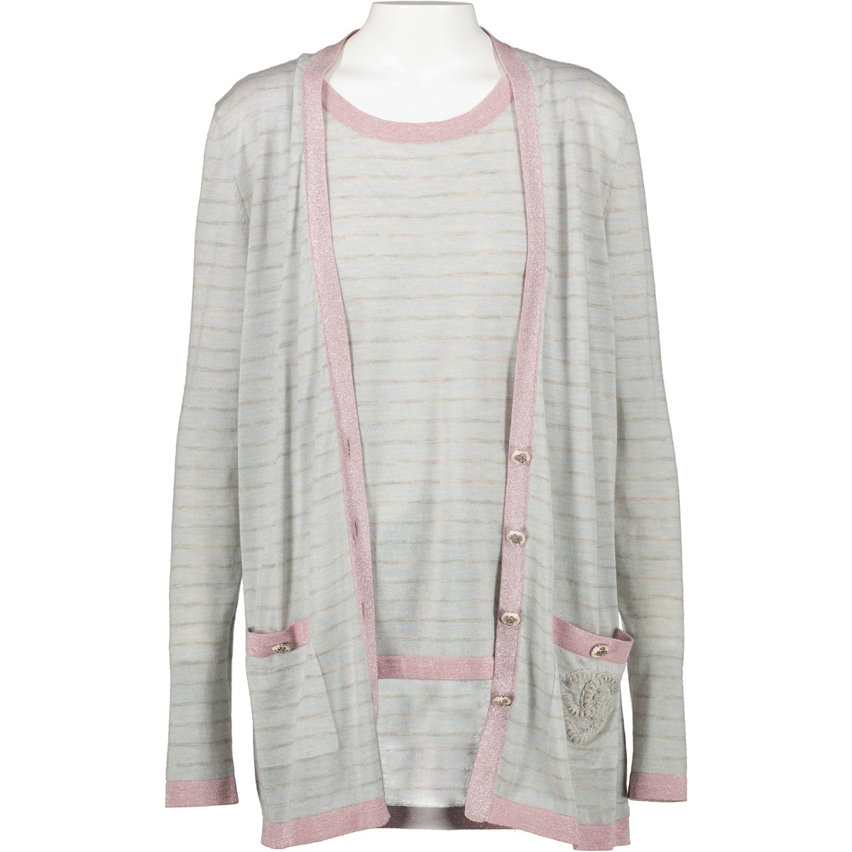 Chanel Cruise 2009 Light Blue Cashmere Knit Cardigan/Top Twinset - Size  FR38 Labellov Buy and Sell Authentic Luxury