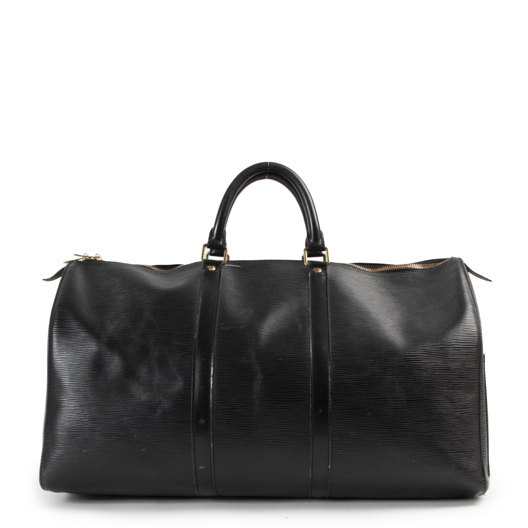 Louis Vuitton Black Epi Leather Keepall 55 Travel Bag Labellov