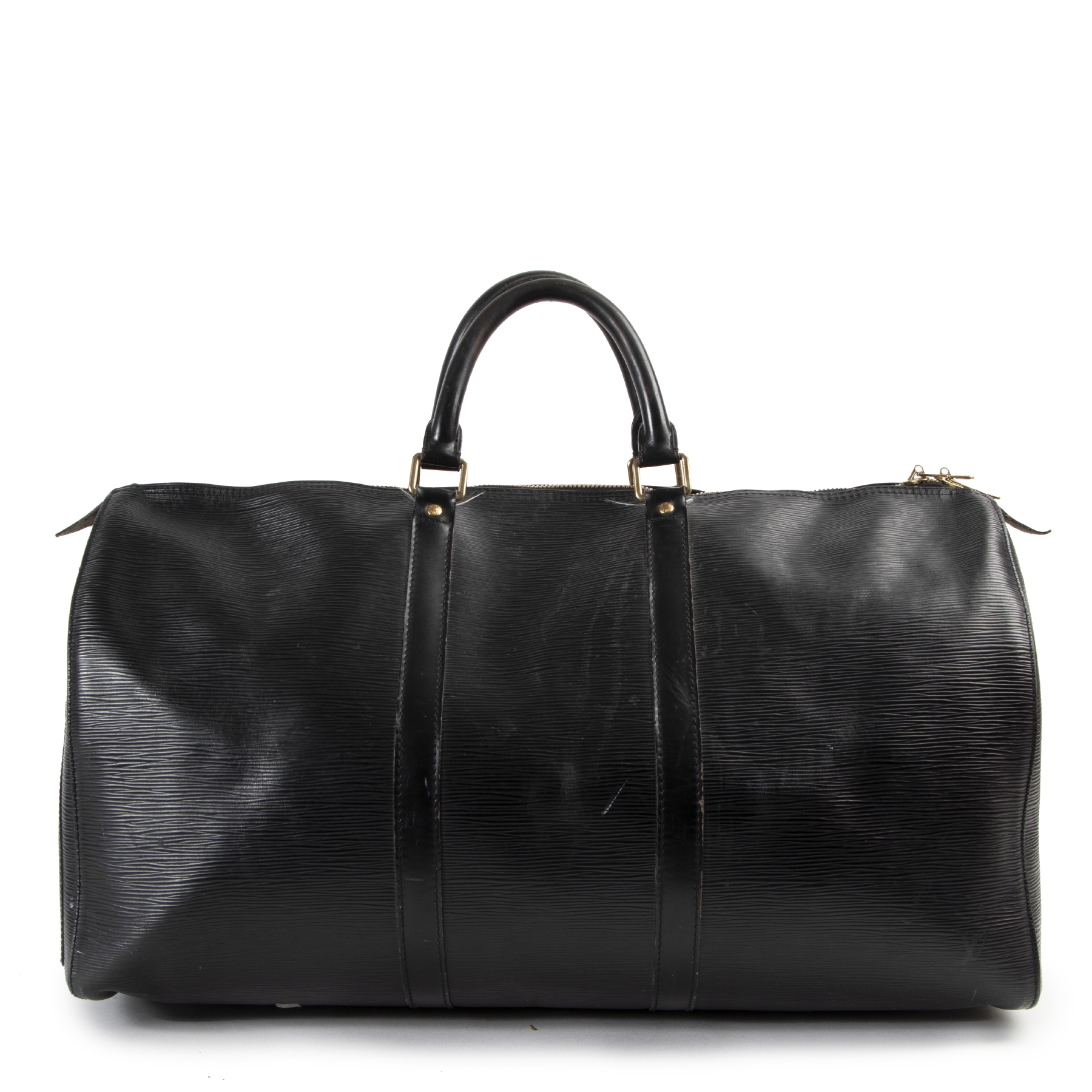 Louis Vuitton Black Epi Leather Keepall 55 Travel Bag ○ Labellov