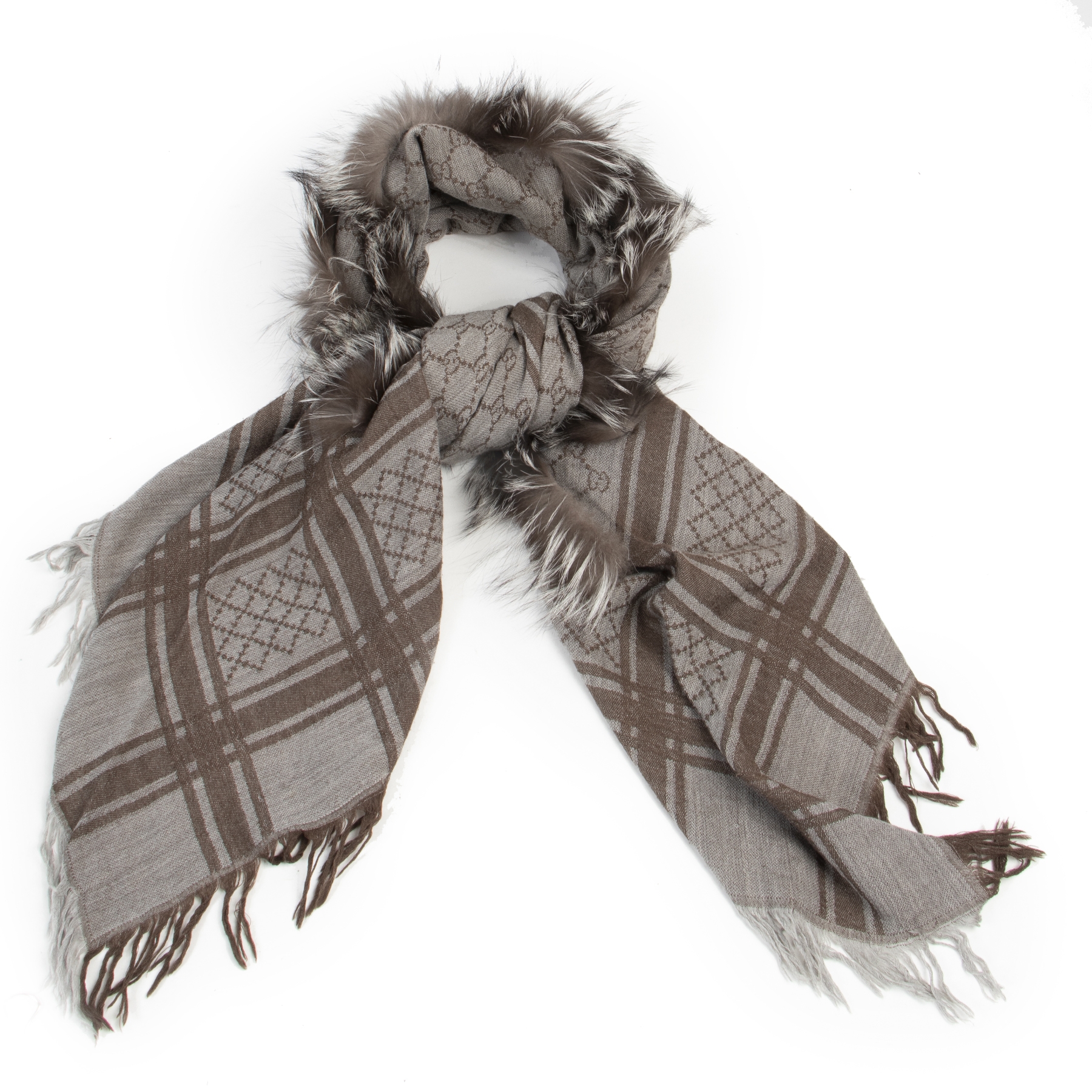 Gucci Survie Monogram Wool Fur Scarf ○ Labellov ○ Buy and Sell