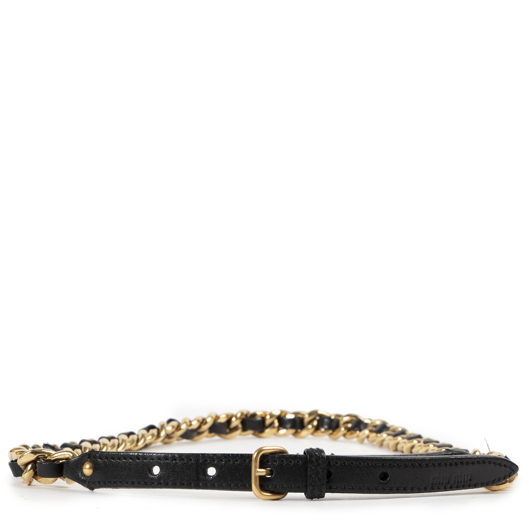Miu Miu Black And Gold Chain Belt - Size 80 ○ Labellov