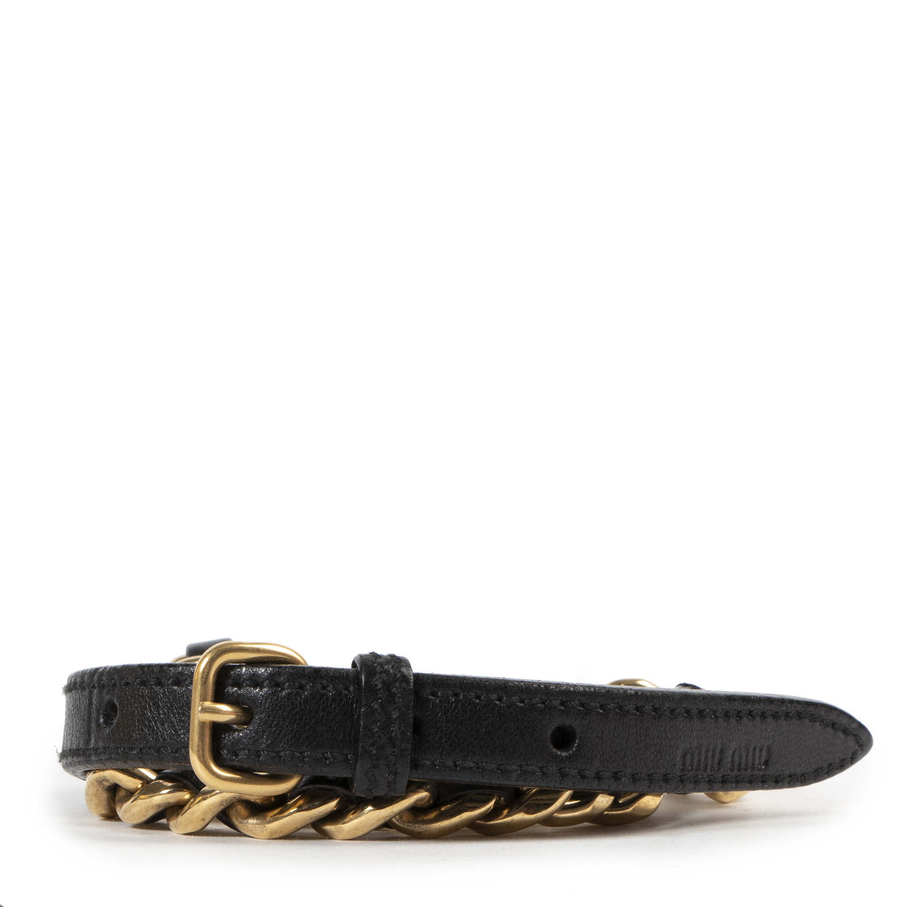 Miu Miu Black And Gold Chain Belt - Size 80 ○ Labellov