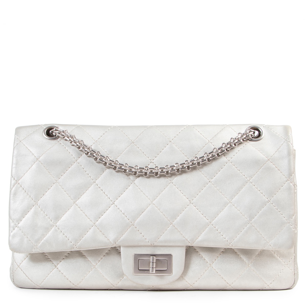 Chanel Grey Metallic Reissue 2.55 227 Bag Labellov Buy and Sell Authentic Luxury