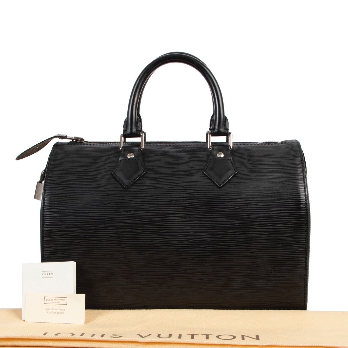 Louis Vuitton Black Epi バッグ【Aランク/付属品有】 LOUIS VUITTON Pochette Homme Epi Leather Black Clutch Bag