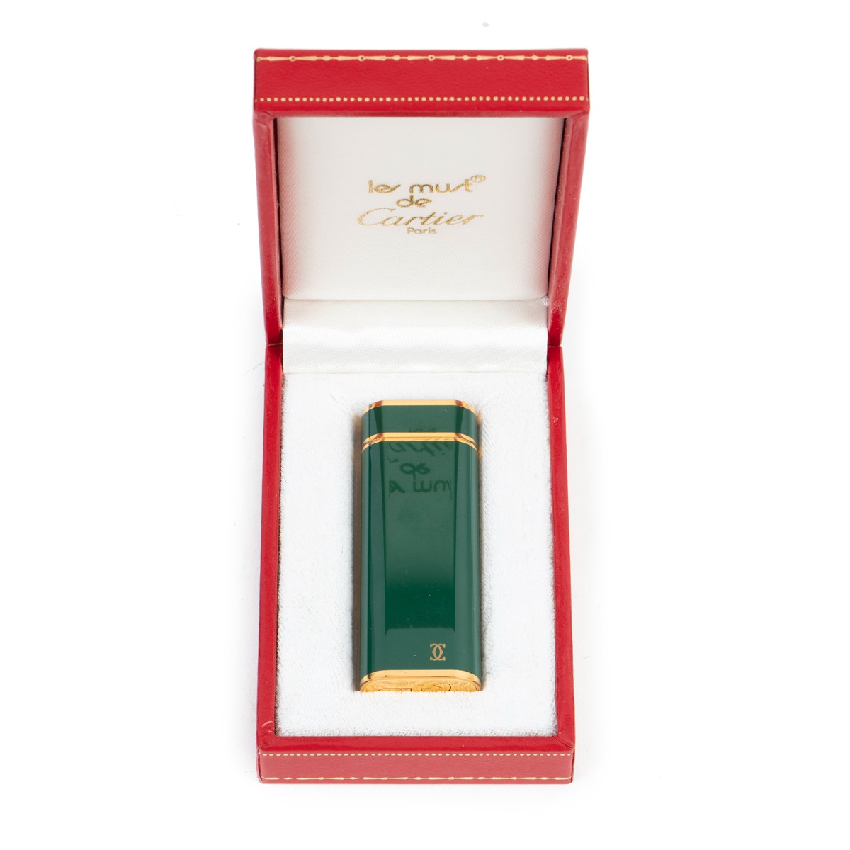 ヘ*ゴ様 Cartier les must de Cartier グレー　ライタ Lighter Brushed Silver with Ribbed Gold Band - Les Must de