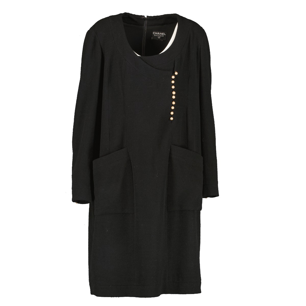 Chanel Vintage Black Pearl Button Dress Labellov Buy and Sell Authentic Luxury