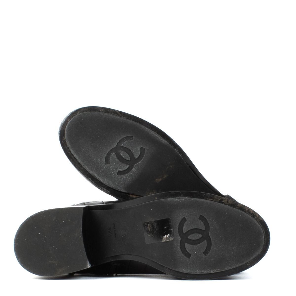 Chanel Black Leather Pearl Boots -Size 38,5 ○ Labellov ○ Buy and