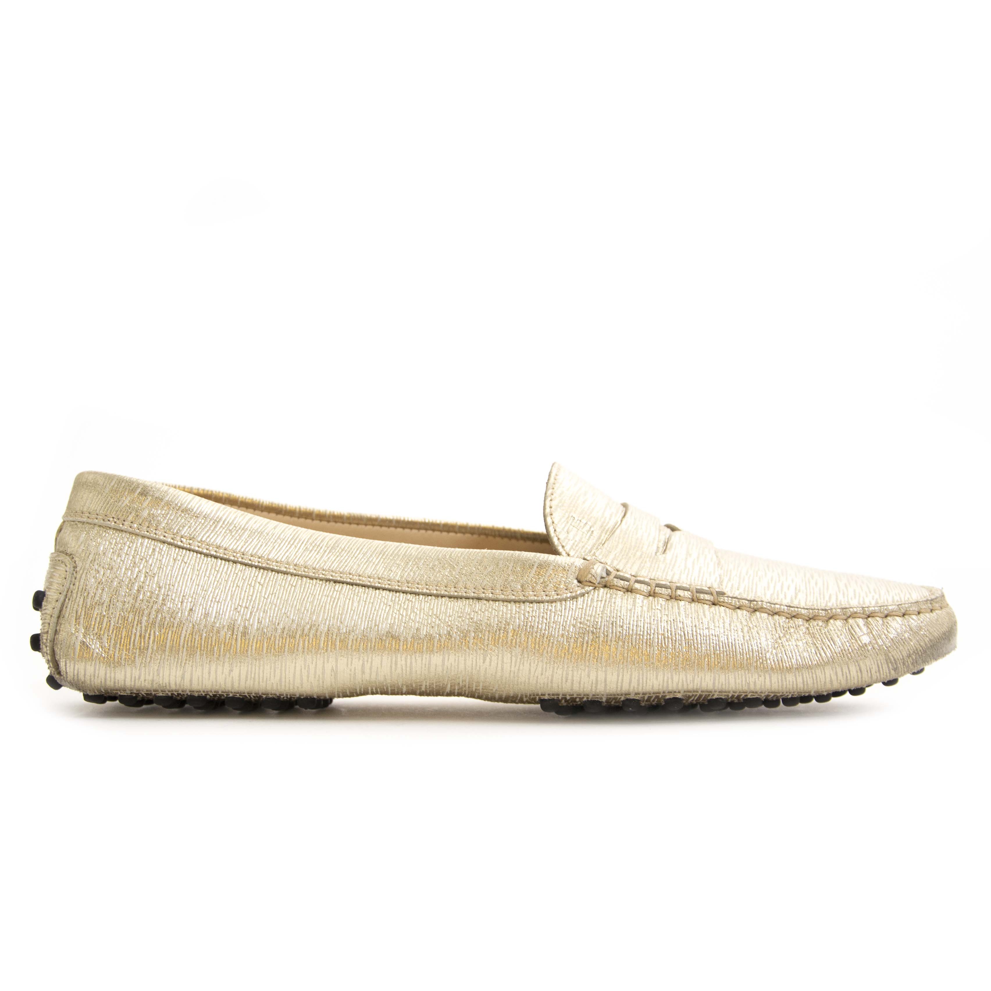 Tod's discount gold loafers