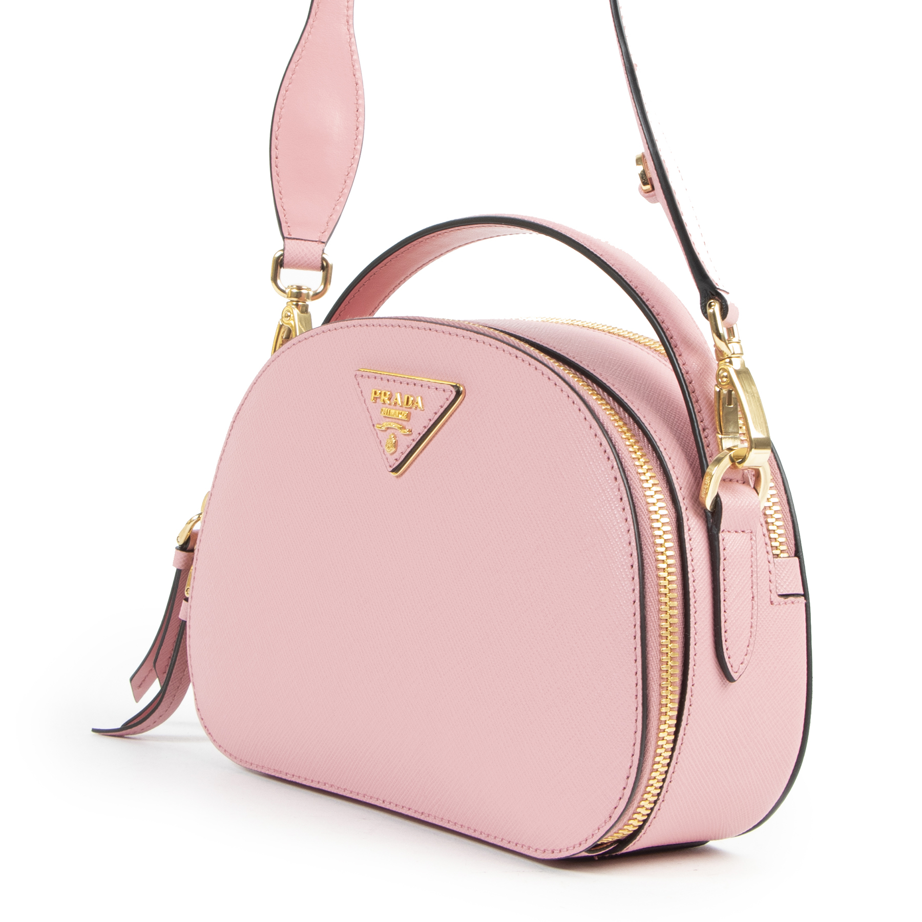 PRADA: Odette bag in saffiano leather - Pink  Prada mini bag 1BH123 NZV  online at