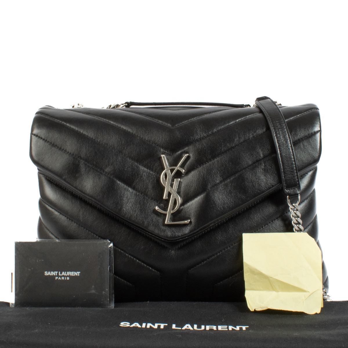 Saint Laurent Black Quilted Leather Medium Loulou Bag