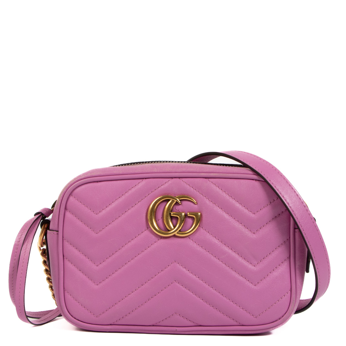 Gucci GG Marmont Matelassé Pink Mini Crossbody Bag ○ Labellov ○ Buy and  Sell Authentic Luxury