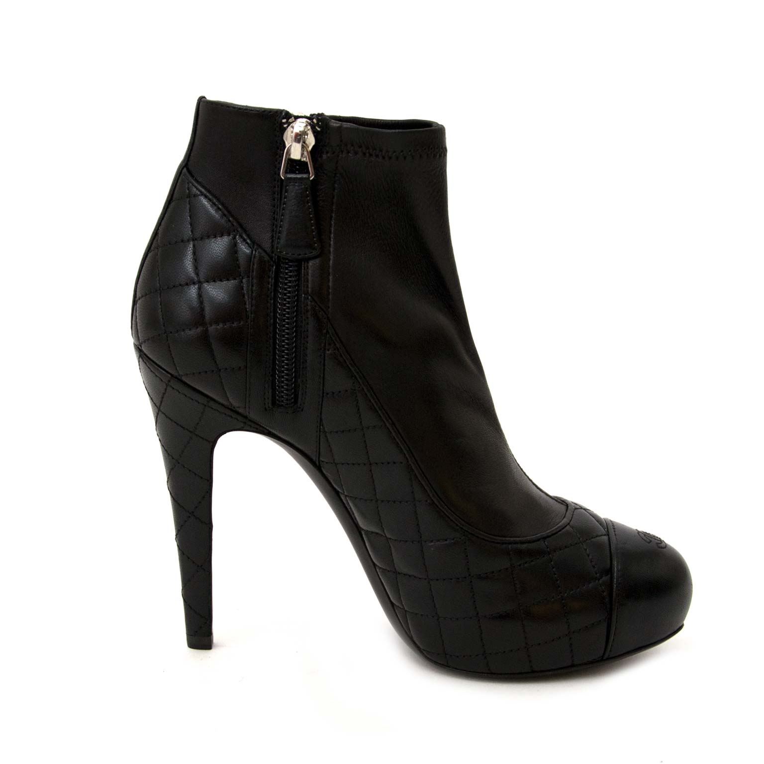Chanel Quilted Leather Lace-Up Platform Ankle Boots - Closet Upgrade