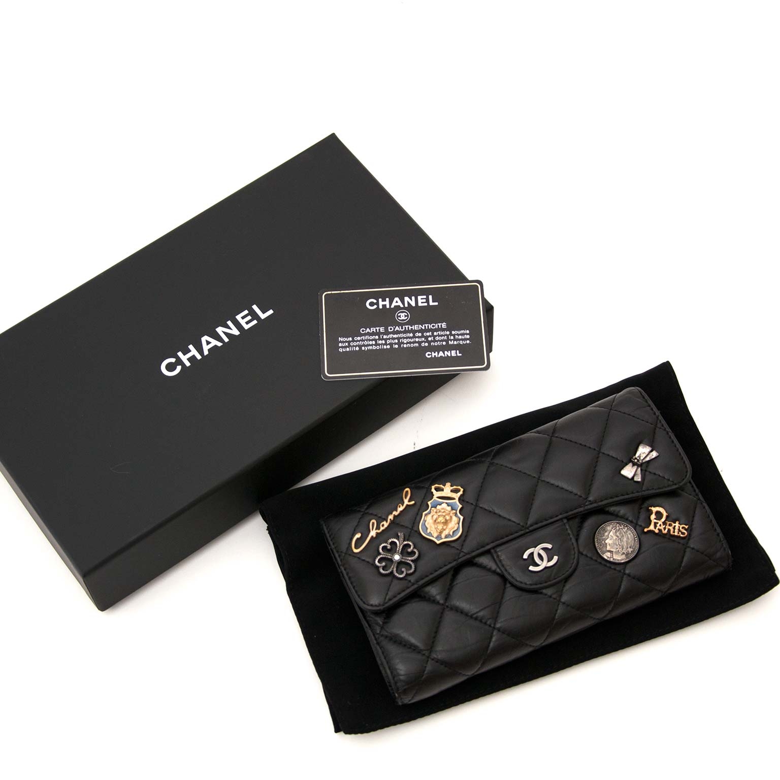 CHANEL Lucky Symbols Pochette Patent Leather Wallet on a Chain Black-US