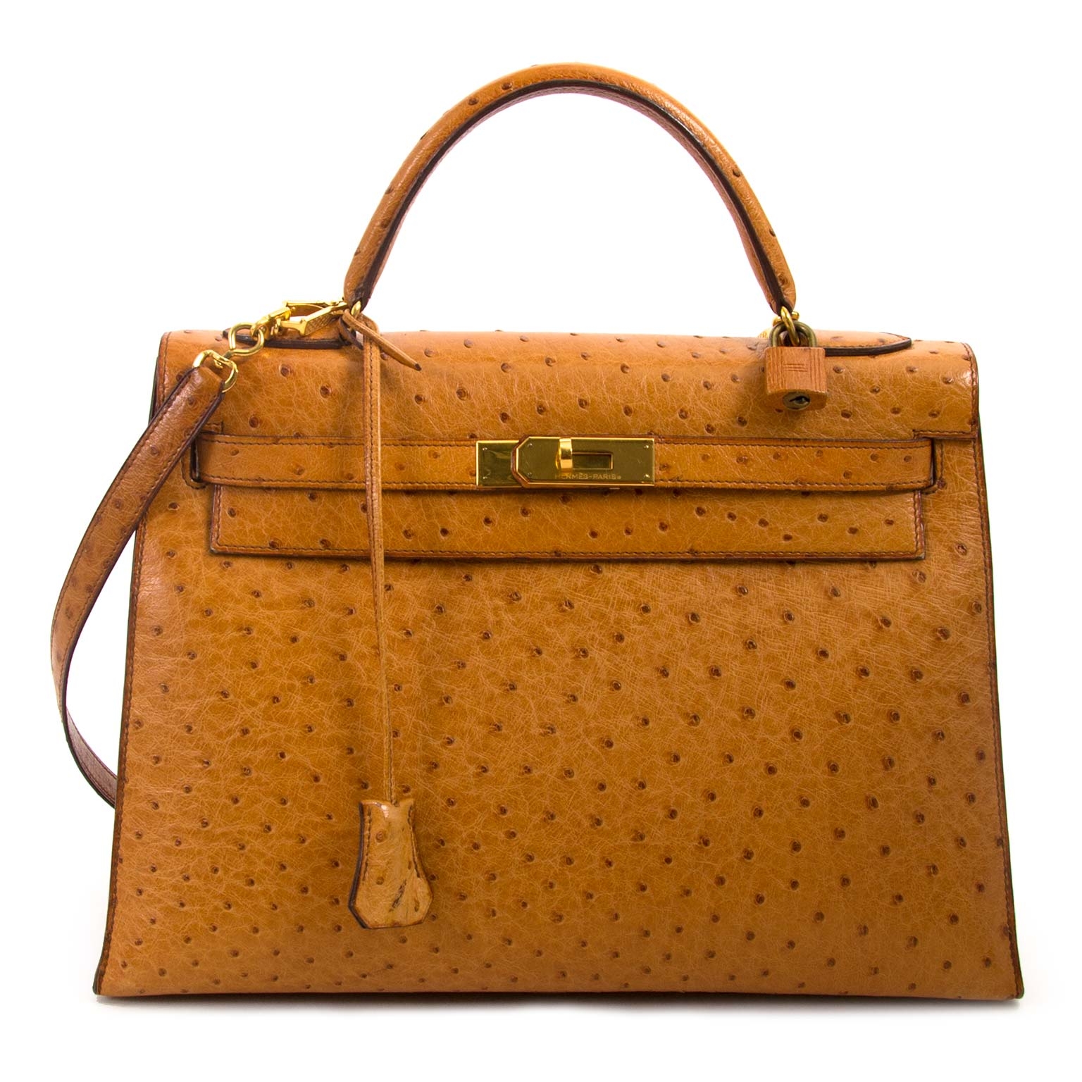 Hermès hermes kelly 32 in Ostrich Gold Light brown Exotic leather  ref.210592 - Joli Closet