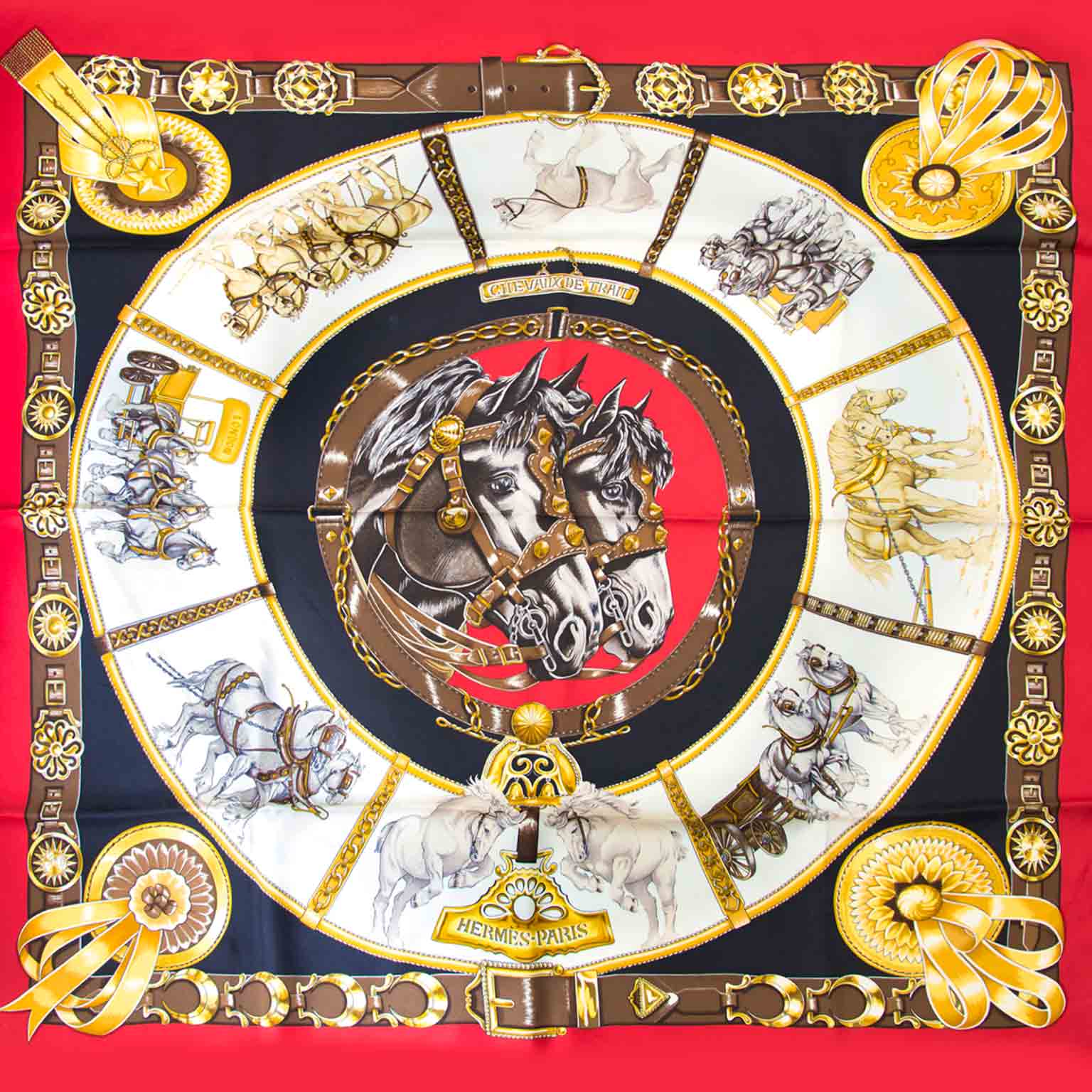 Hermes ビンテージ カレ CHEVAUX DE TRAIT _hermes-carre-chevaux-de-trait
