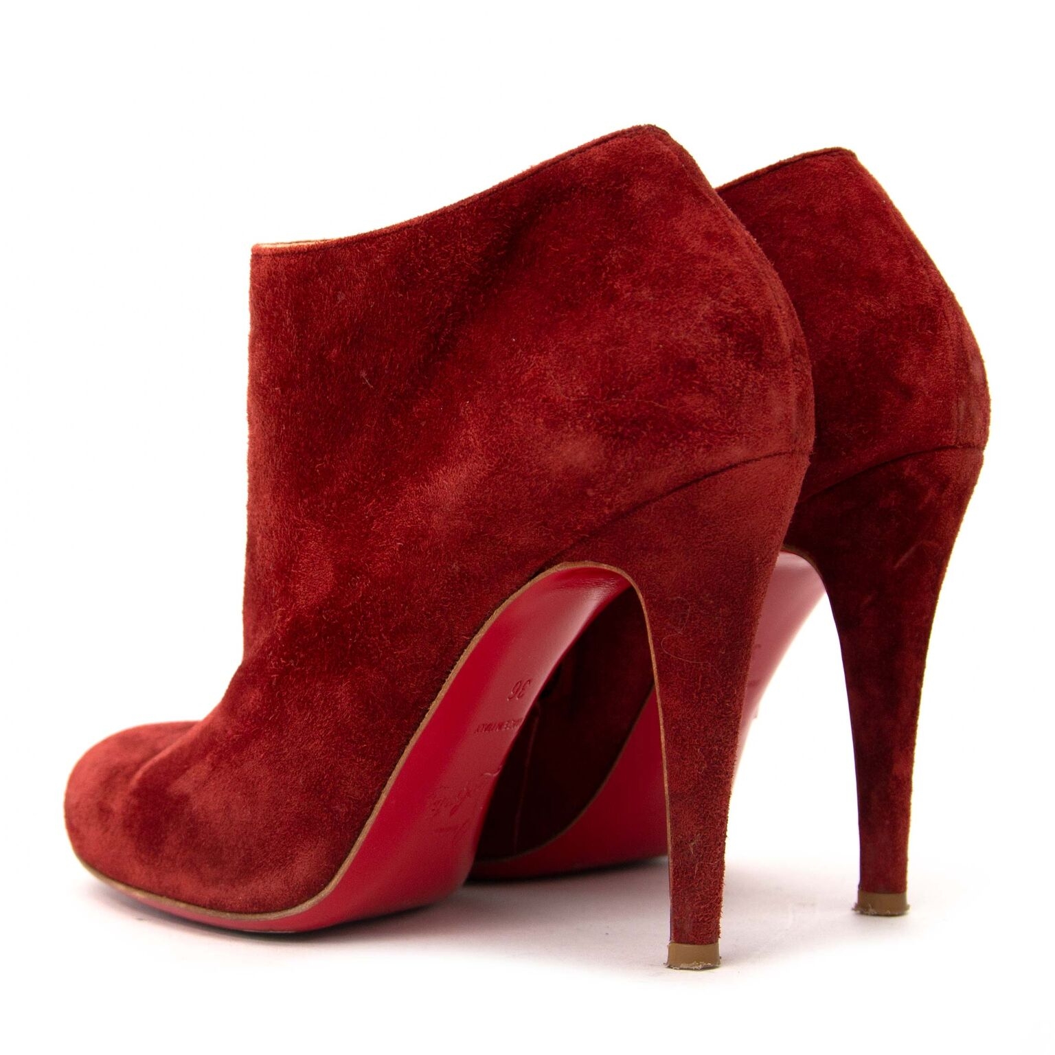 Christian Louboutin Dark Red Ankle Boots Size 36 ○ Labellov