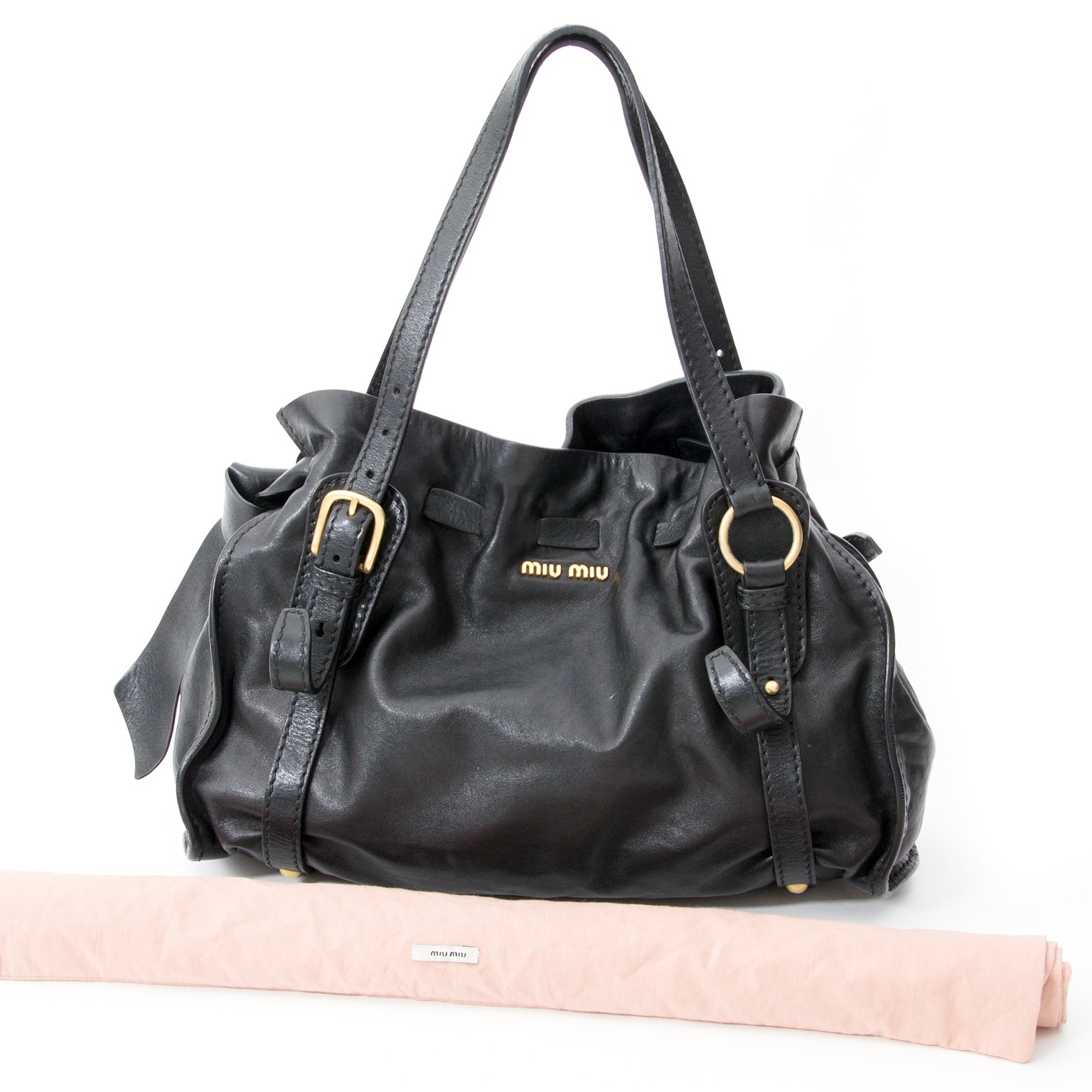 Miu Miu Black Vitello Lux Peggy Bow Satchel Bag, Luxury, Bags & Wallets on  Carousell