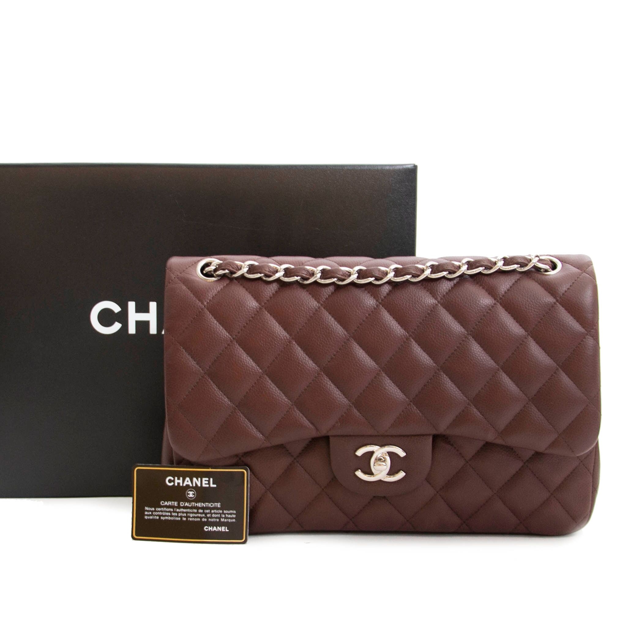 Chanel Chocolate Brown Caviar Classic Jumbo Flap Bag ○ Labellov