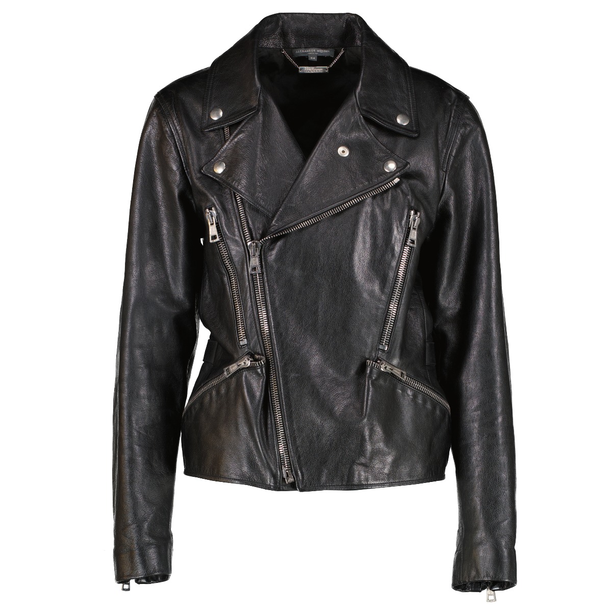 Alexander McQueen Black Leather Biker Jacket - Size IT44