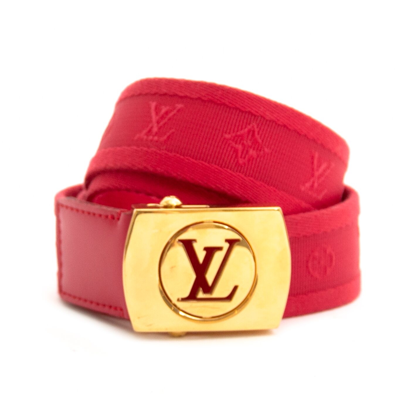 Louis Vuitton Red Canvas Monogram Cut Out Belt ○ Labellov ○ Buy and Sell  Authentic Luxury