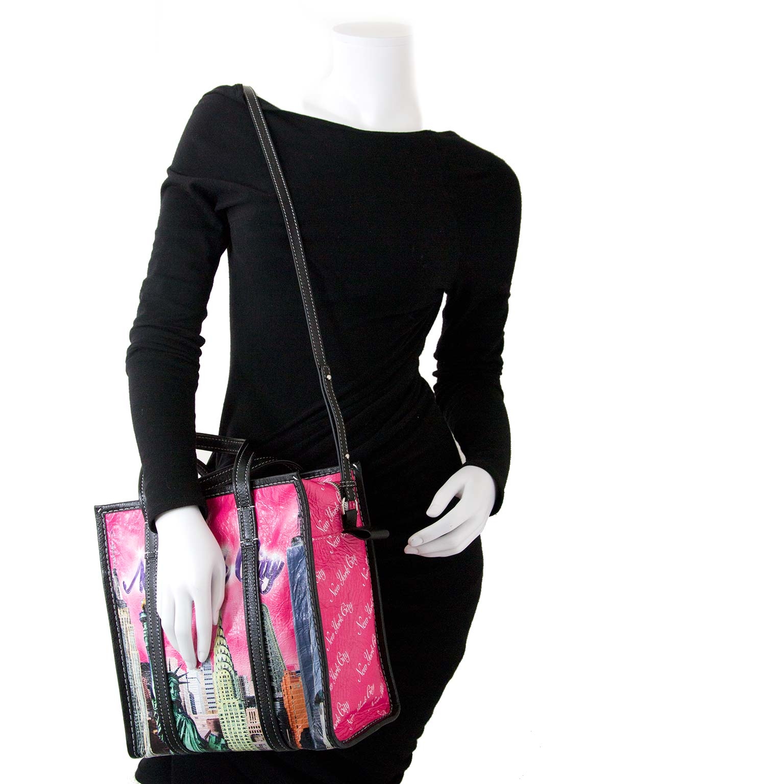 Auth BALENCIAGA Black Small Bazar Shopper Shoulder Tote bag