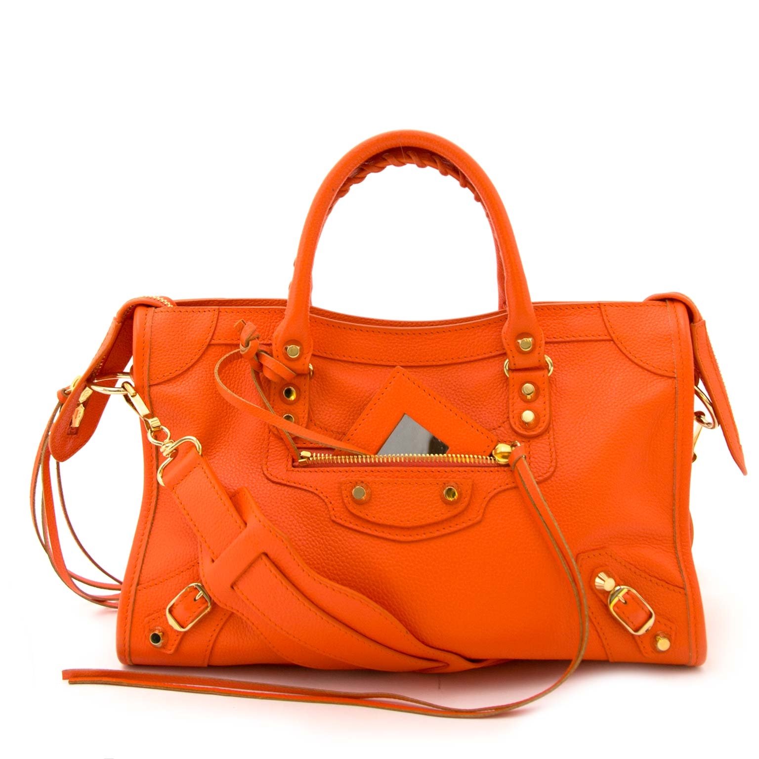 Balenciaga City S Vibrato Leather Orange Sanguine ○ Labellov