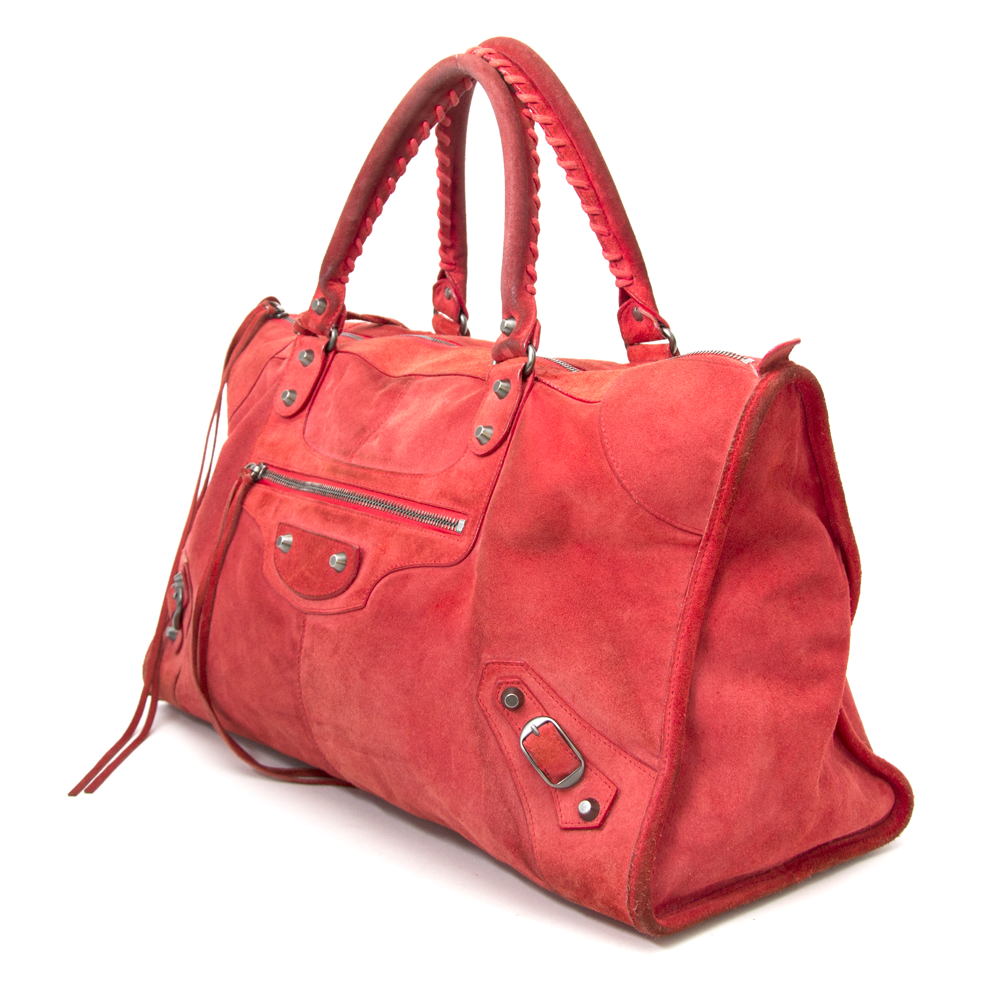 balenciaga suede bag red