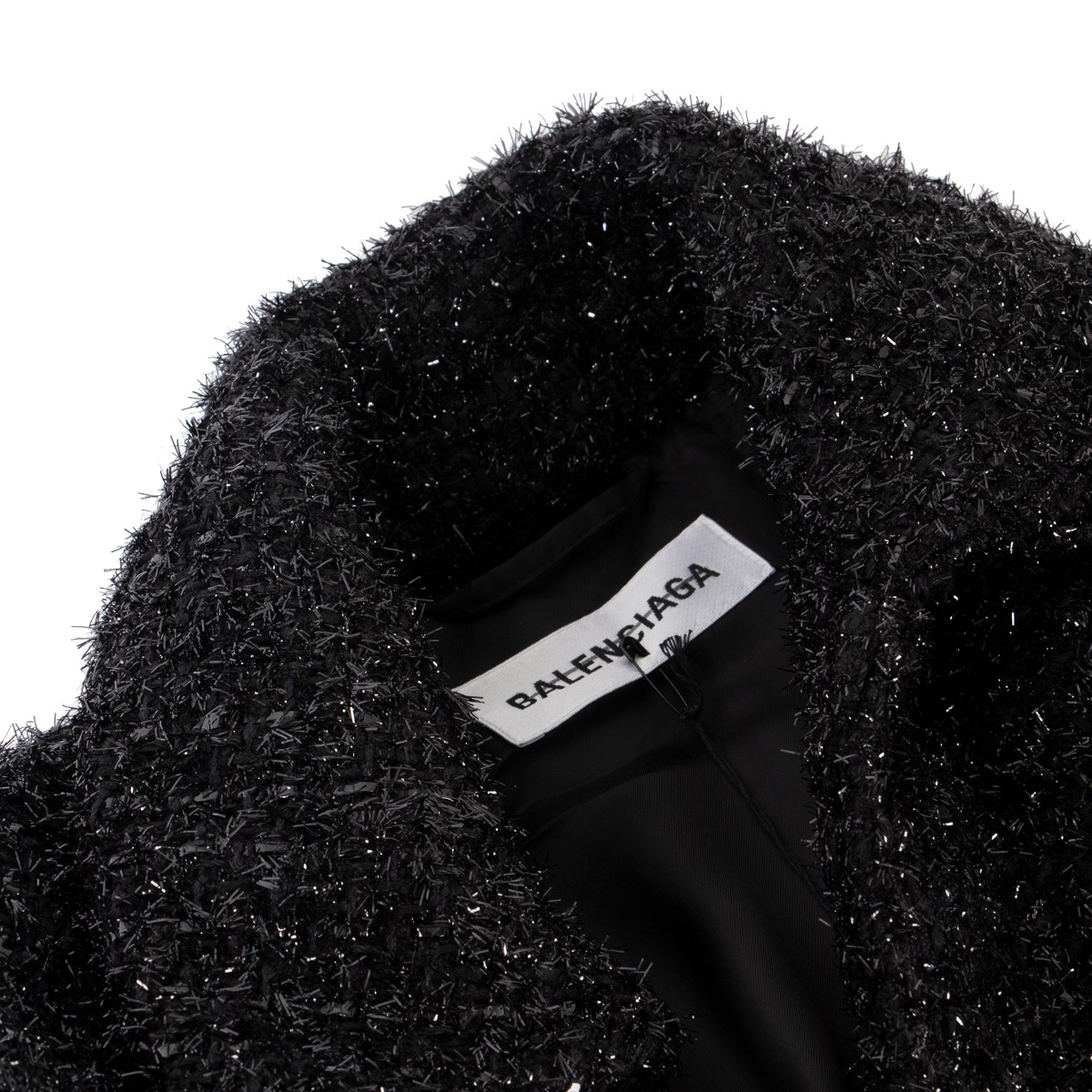 Balenciaga Spring 2020 Black Shimmer Coat - Size 38