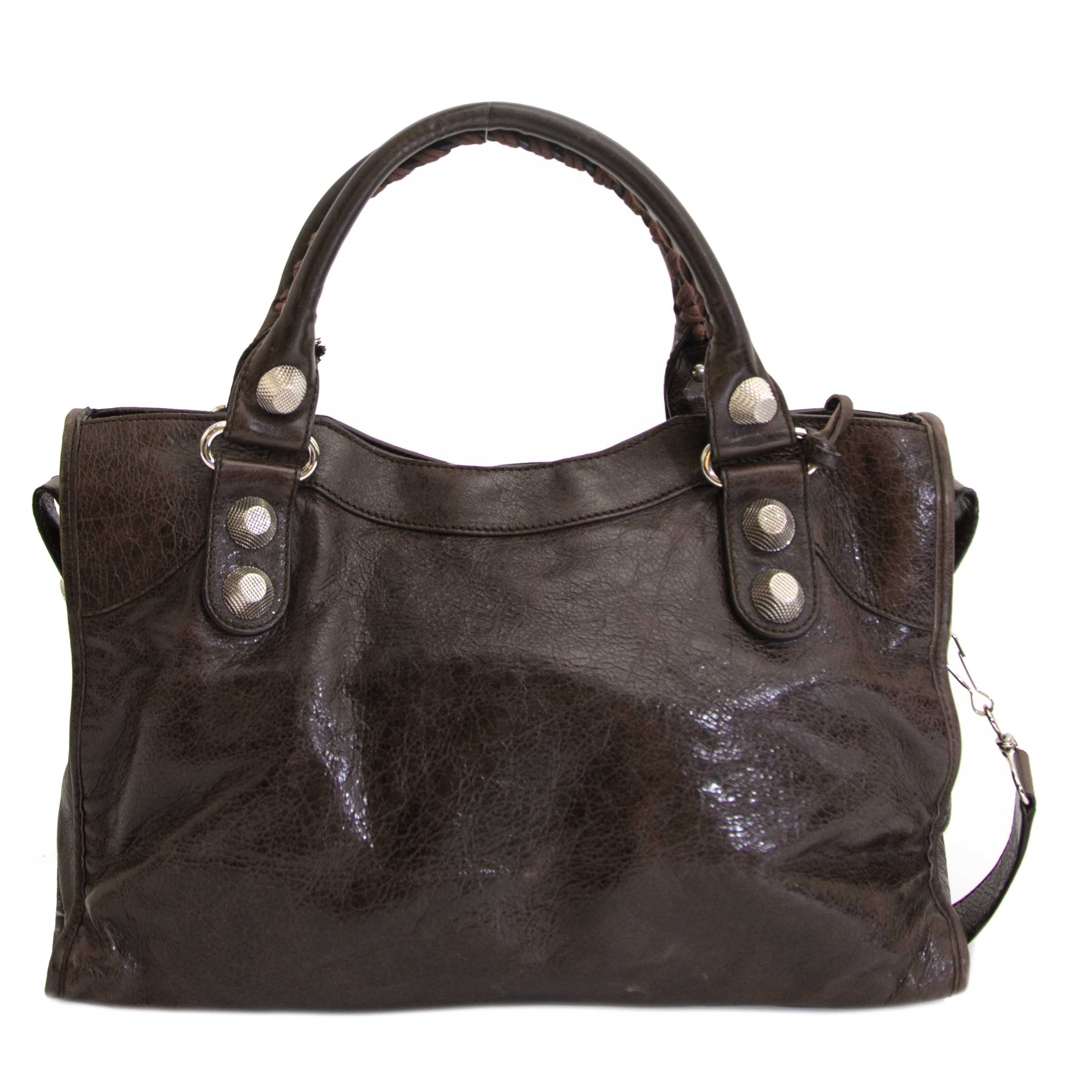 Balenciaga Brown Lambskin Leather Giant 21 Motorcycle City Bag