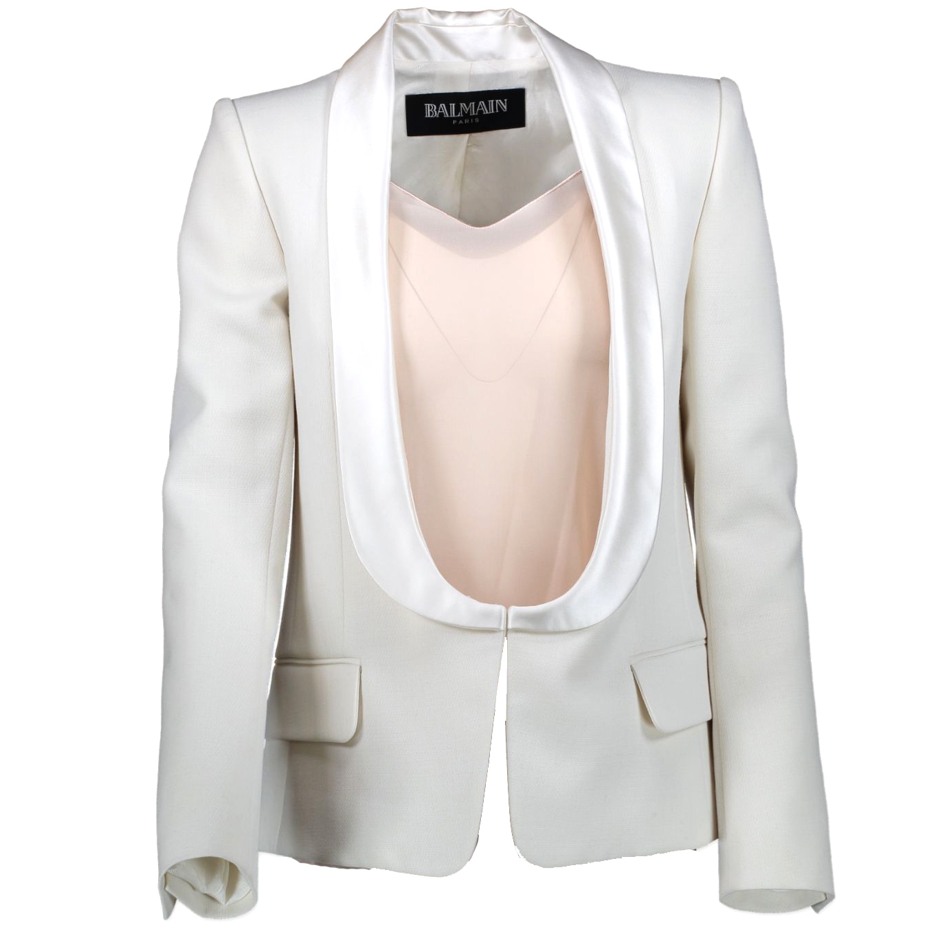 Balmain White Wool Lapel Blazer - size 34 ○ Labellov ○ Buy