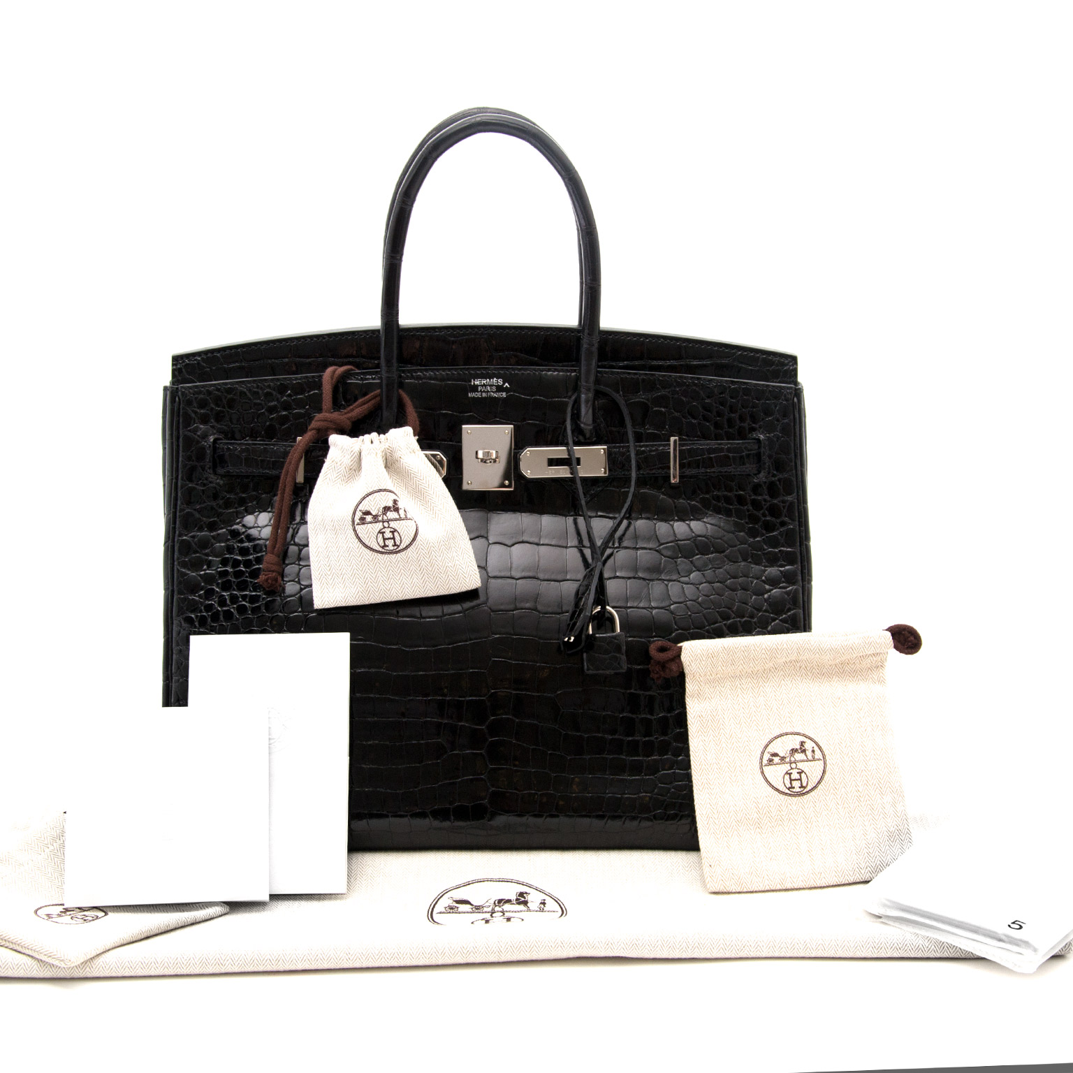 Hermès Kelly 35 Black Shiny Porosus Crocodile GHW ○ Labellov ○ Buy and Sell  Authentic Luxury