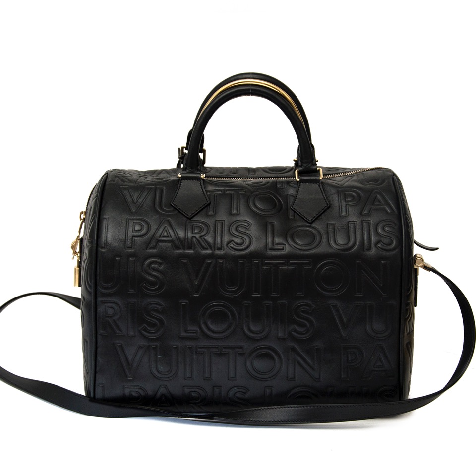 Louis Vuitton, Calfskin embossed speedy cube Black Leather ref