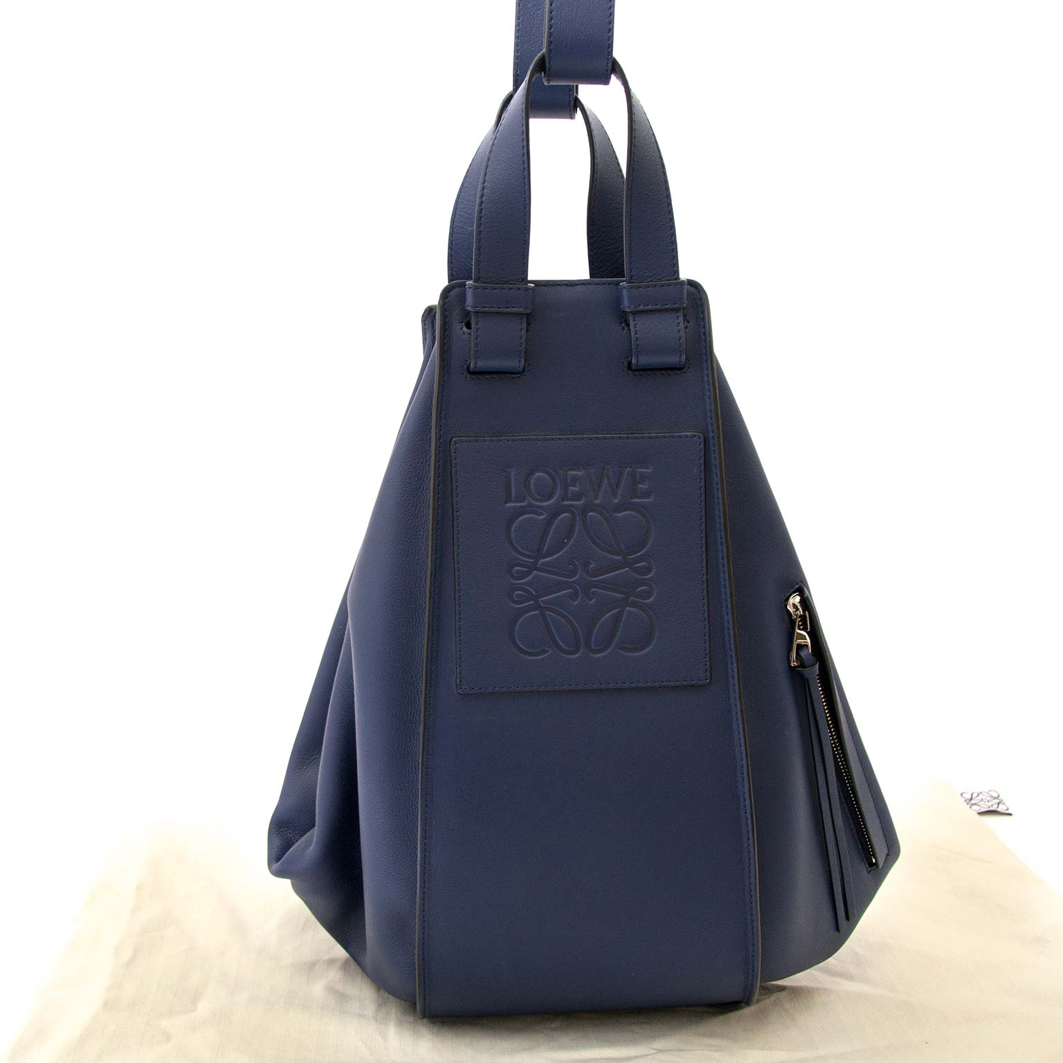 【ヴィンテージ】Rank:B☆LOEWE NAVY SMALL ハンモック バッグ LOEWE 中古良品ロエベLOEWE ハンモックバッグ コンパクト カーフ