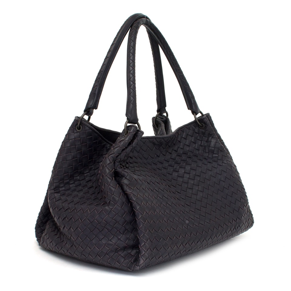 Bottega Veneta Woven Parachute Bag In Blue Aubergine