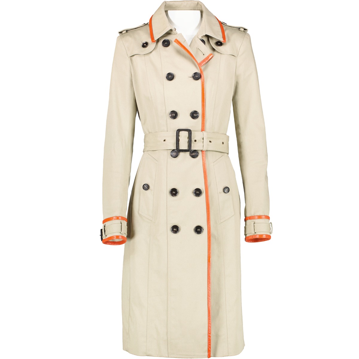 Burberry Prorsum Beige Leather trimmed Garbadine Trench Coat Labellov Buy and Sell Authentic Luxury
