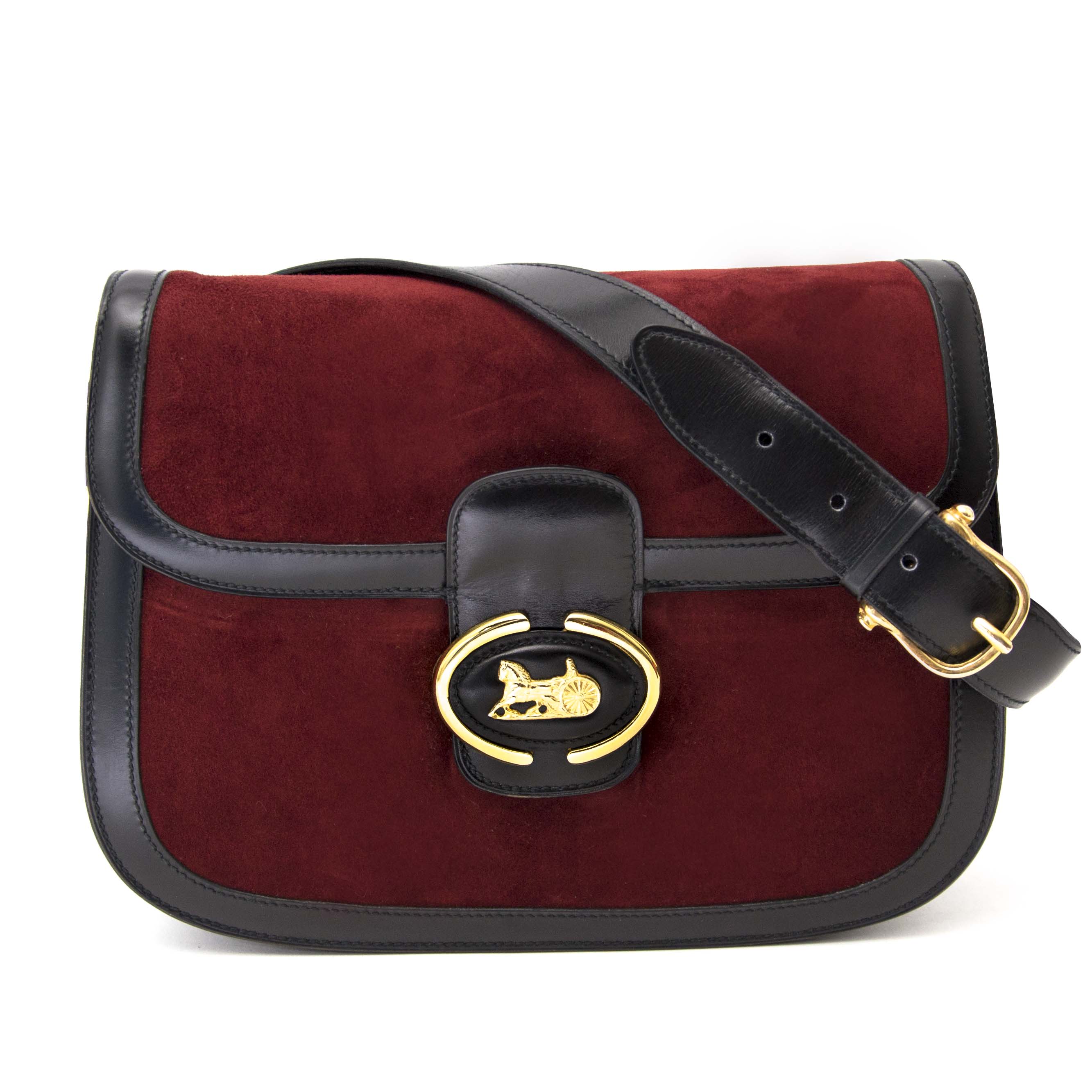 Celine Vintage Horse Carriage Buckle Bordeaux Box Bag Labellov Buy and Sell Authentic Luxury