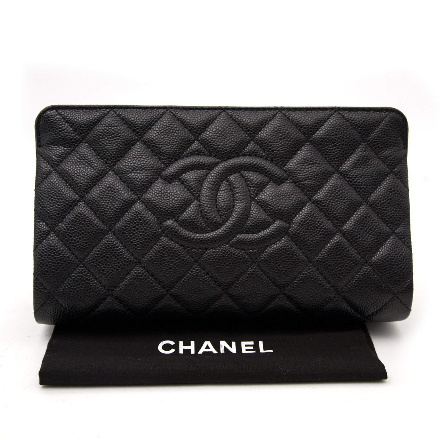ショルダーバッグ・ポシェット × ヴィンテージ(中古) Chanel Caviar Clutch and Shoulder Bag CHANEL Vintage Black Caviar Leather CC Zip Tote Shoulder Bag
