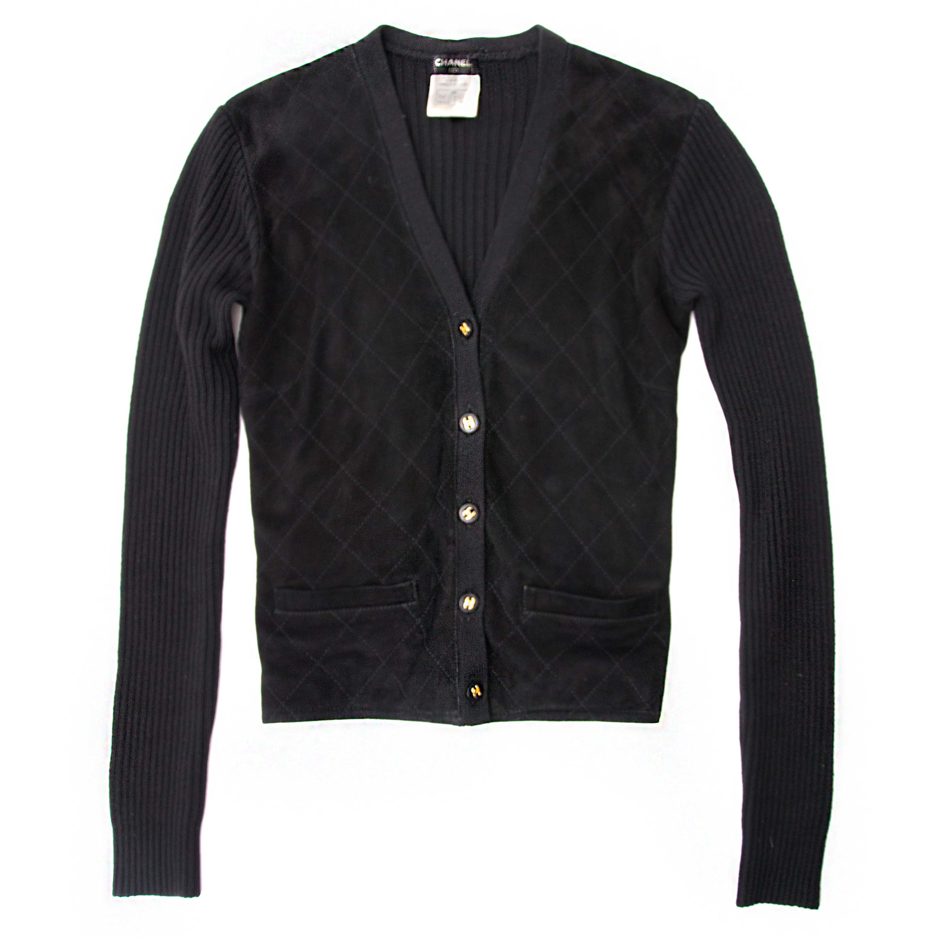 Chanel Black Suede and Wool Cardigan ○ Labellov ○ Buy and Sell Authentic  Luxury