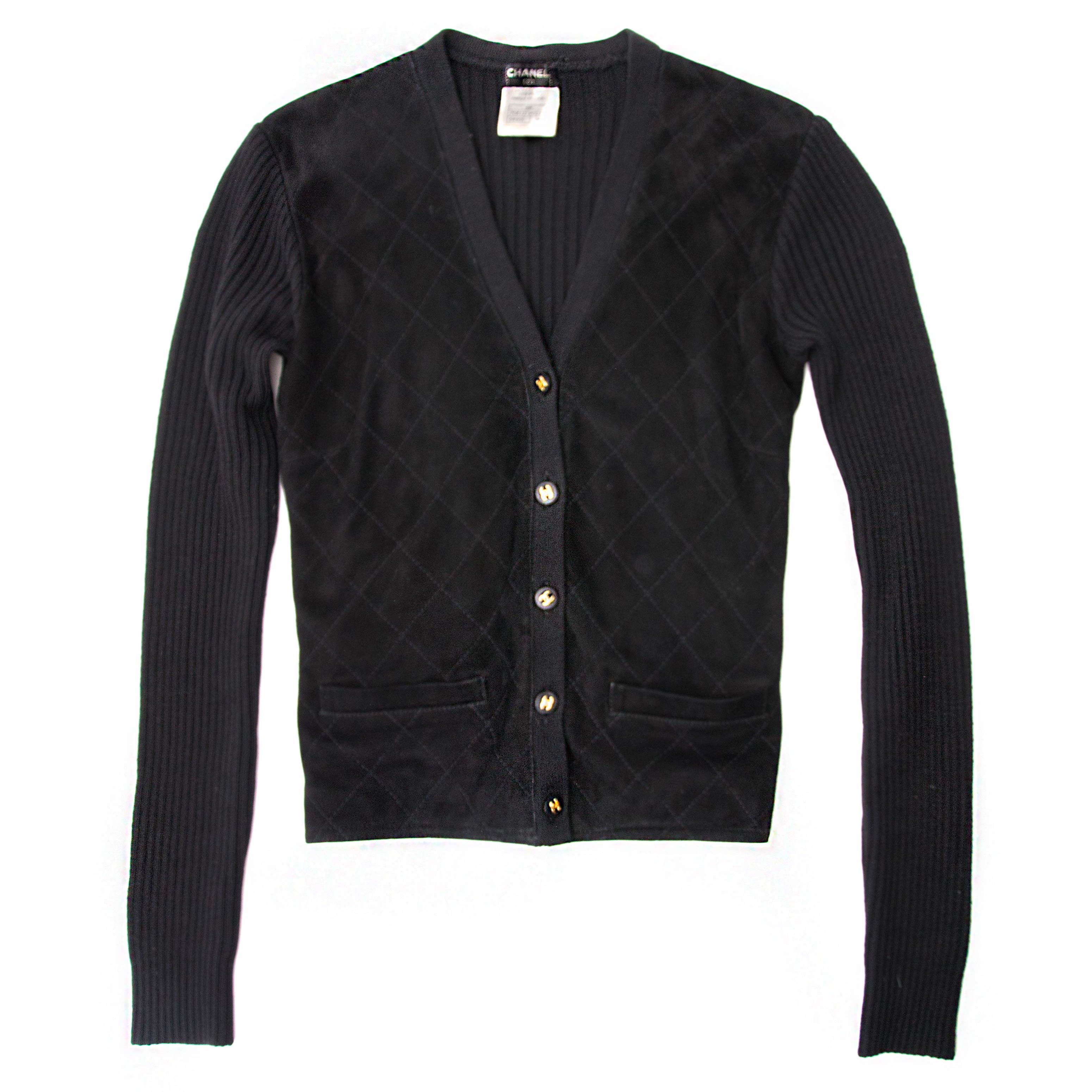 Chanel Black Suede and Wool Cardigan ○ Labellov ○ Buy and Sell