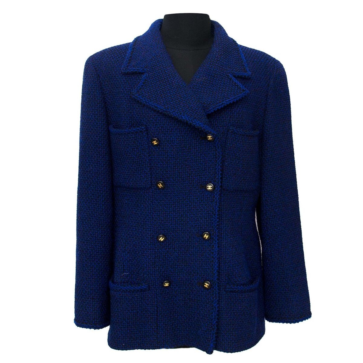 Chanel Blue Tweed Jacket - Size 42 Labellov Buy and Sell Authentic Luxury