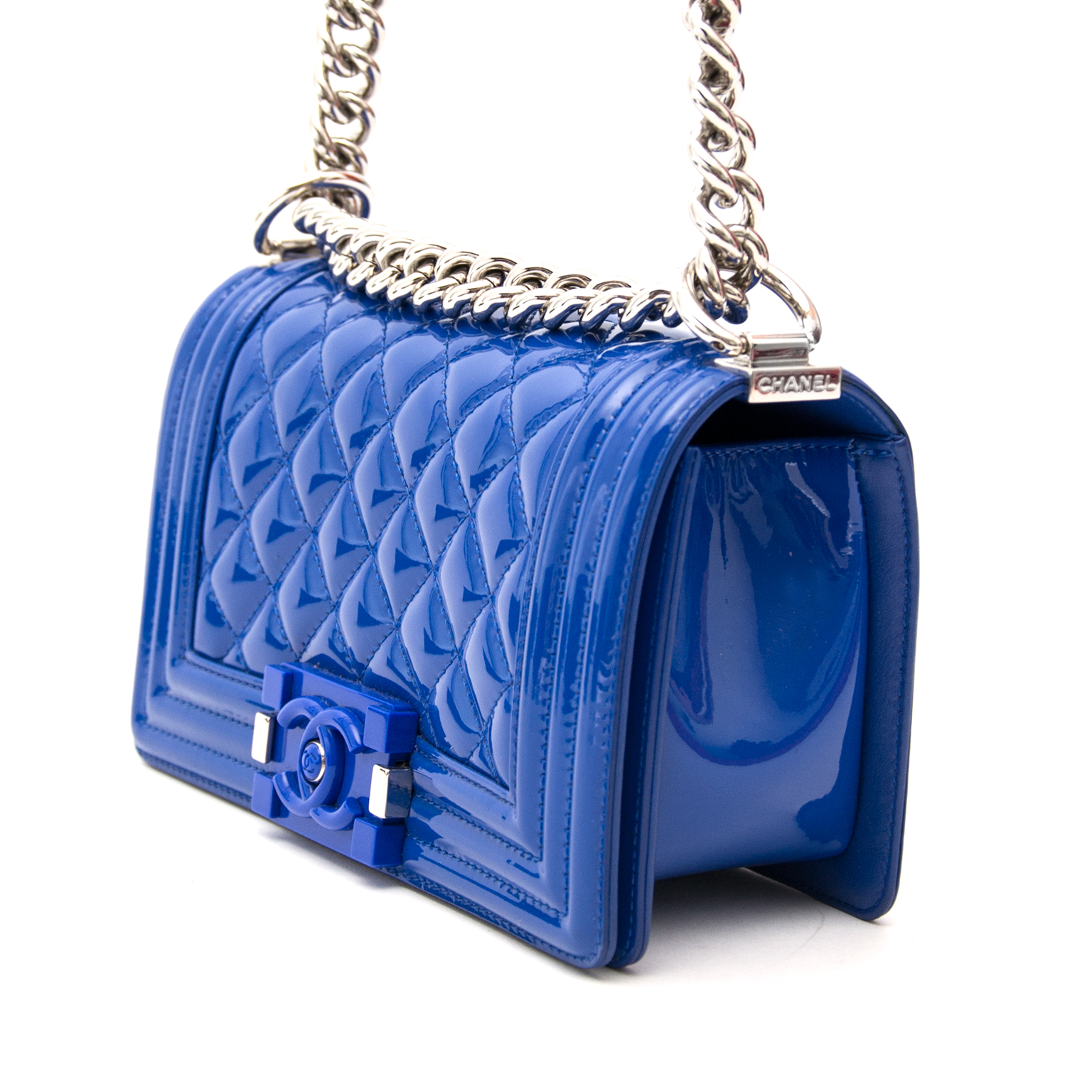 Chanel Patent Petrol Blue Boy Bag with Plexiglass CC Boy Clasp ○ Labellov ○  Buy and Sell Authentic Luxury