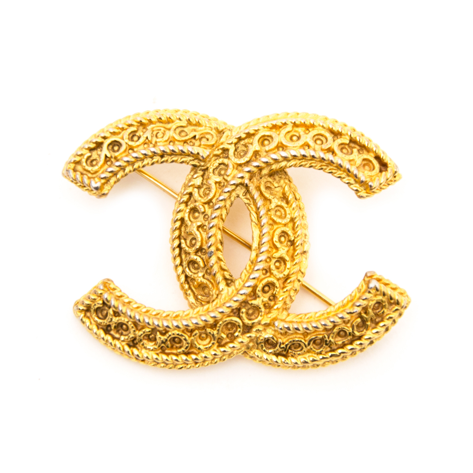 Gold CC Brooch ○ Buy and Sell Authentic Luxury