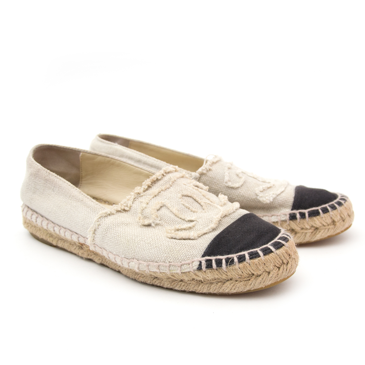 Chanel Toile Espadrilles Beige Black ○ Labellov ○ Buy and Sell Authentic  Luxury