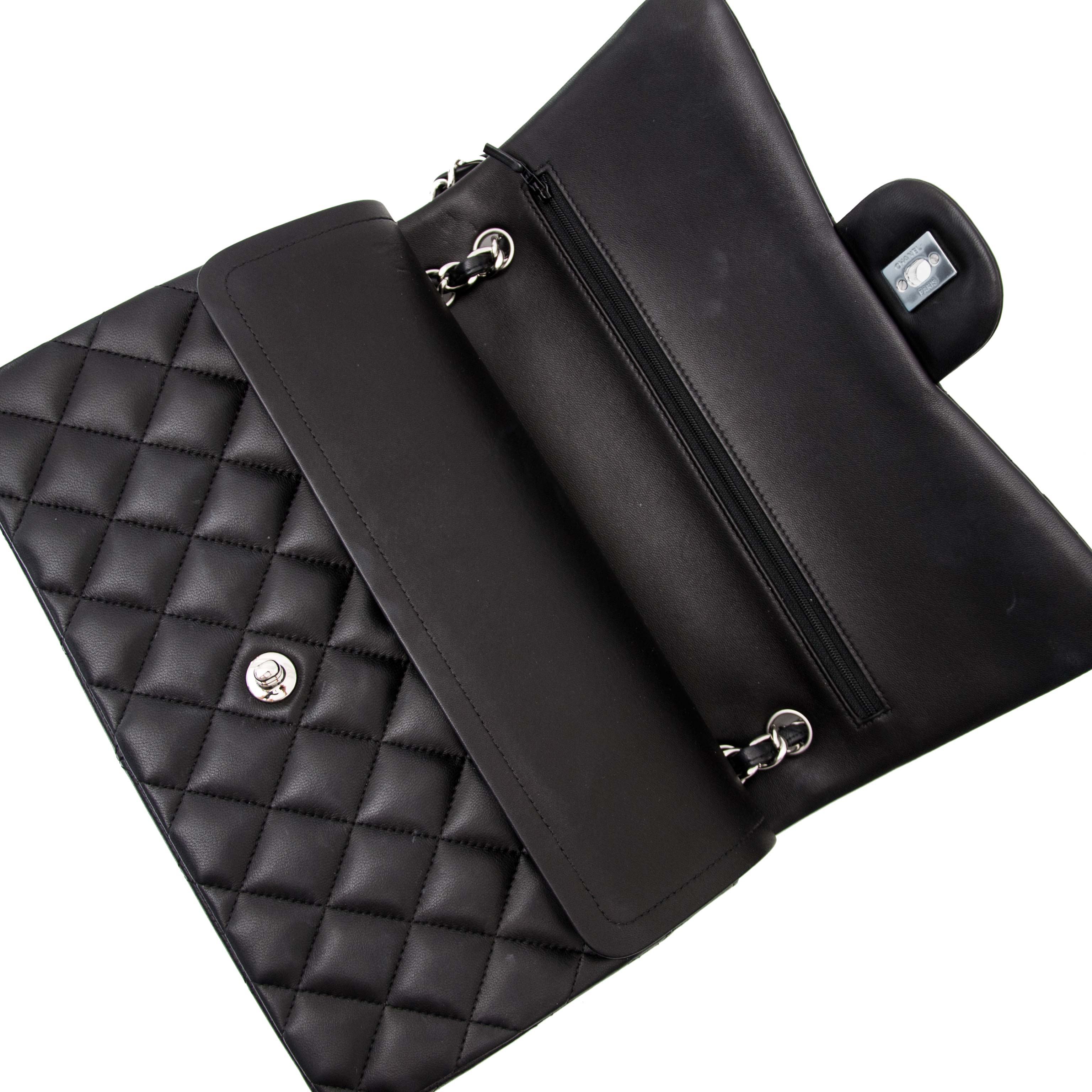 Chanel Black Lambskin Large Classic Flap Bag ○ Labellov ○ Buy