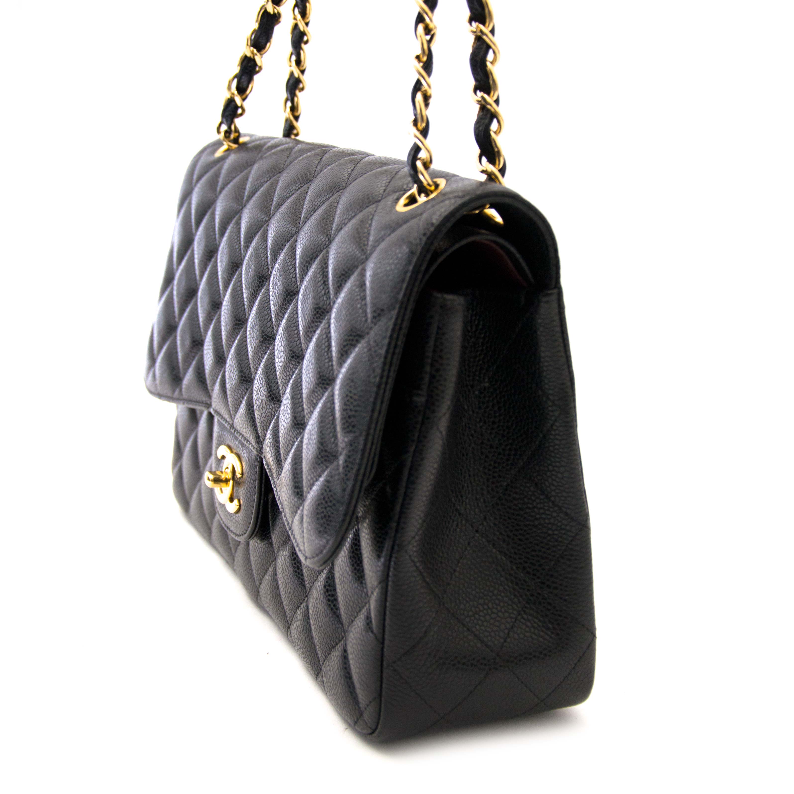Chanel Black Caviar Jumbo Classic Flap Bag Labellov Buy and Sell