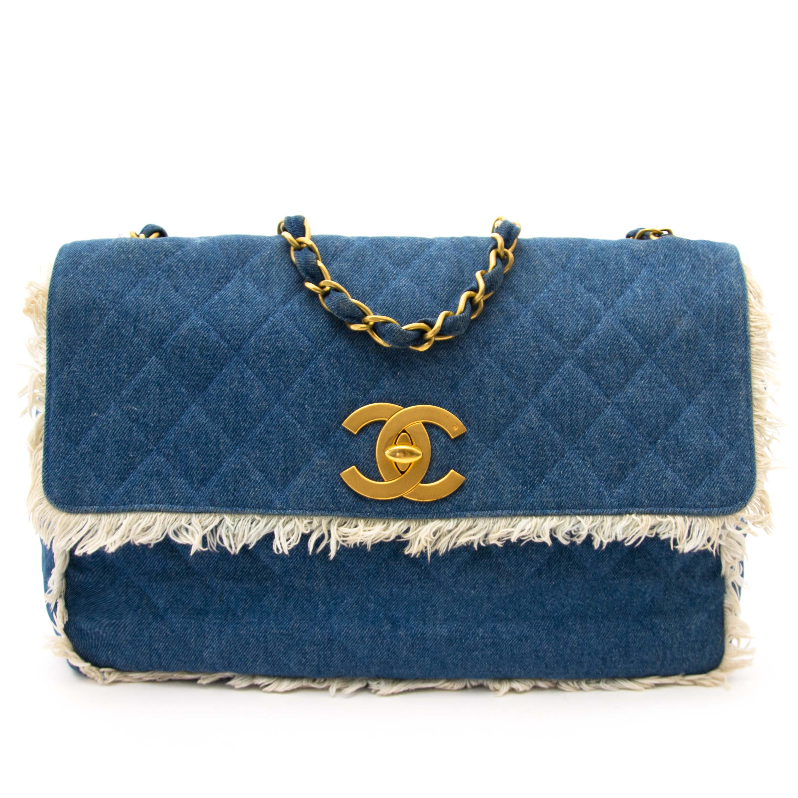 Chanel Maxi Fringe Denim Flap Bag