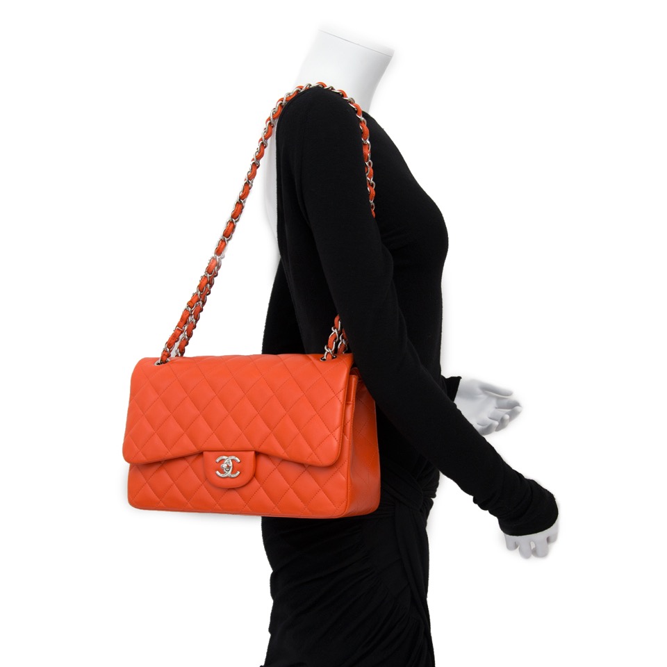 VERY RARE!Chanel Orange Red Jumbo Double Flap Bag ○ Labellov ○ Buy and Sell  Authentic Luxury
