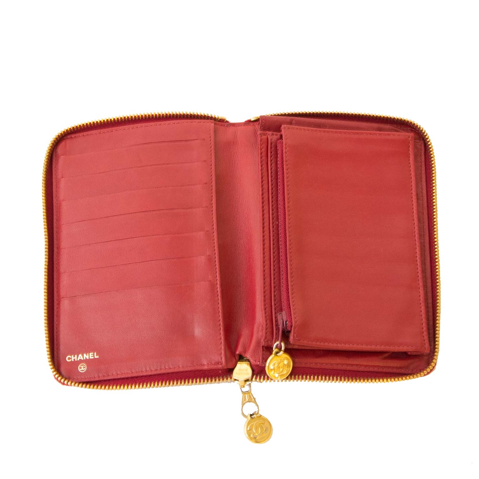 chanel-red-zip-around-wallet-